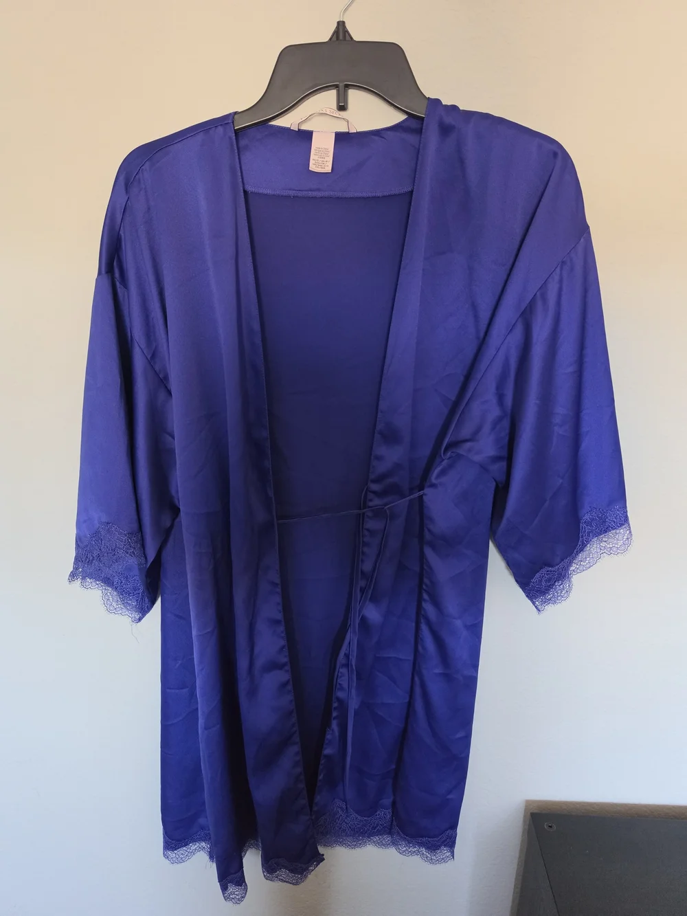 Victoria's Secret Satin Lace-Trim Robe in Royal Purple